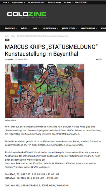 MARCUS KRIPS „STATUSMELDUNG“ Kunstaustellung in Bayenthal